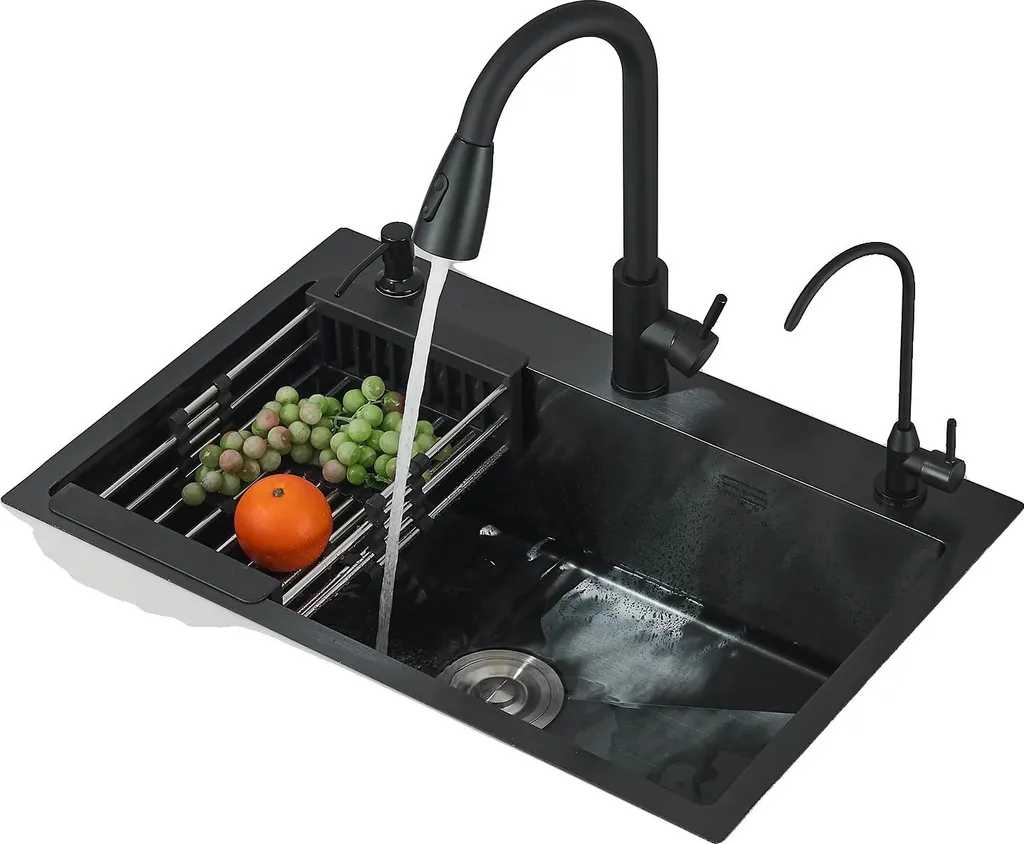 Évier de cuisine double bac pour petit espace 55x45 - Pratique noir