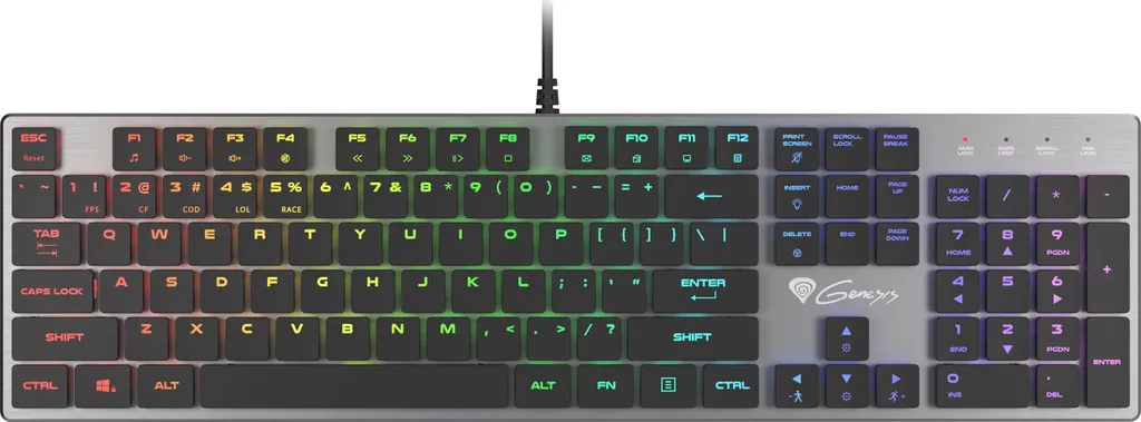Clavier RGB Genesis Thor 420 Silver avec Switches Mécaniques Low Profile