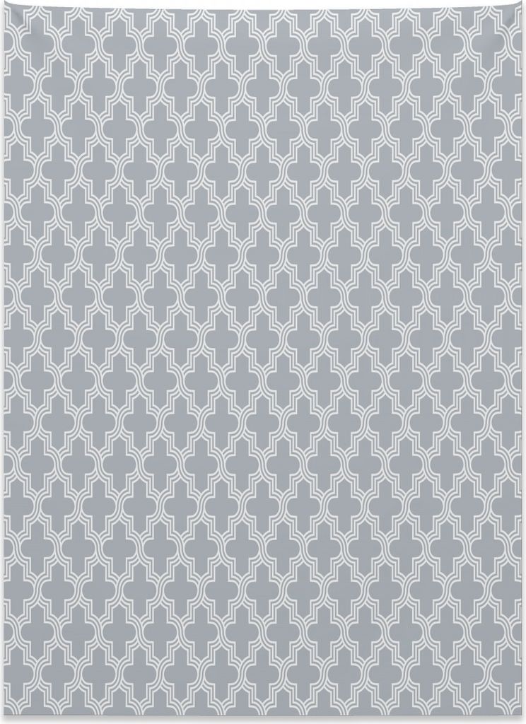 Abakuhaus Quatrefoil Wandteppich, Orientalisches Gitter aus Weiches Mikrofaser Stoff Kein Verblassen Klare Farben Waschbar, 110 x 150 cm, Weiß Grau