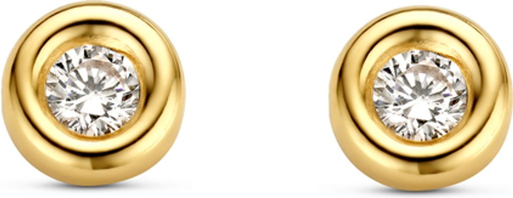 Neue Bling 9NBG-0401 Gold-Ohrstecker - Frauen - Zirkonia - glatte Kante - 5,7 mm Durchmesser - 14 Karat - Gold