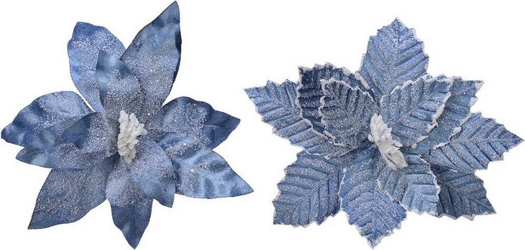 Dekorative Blume Blau Weihnachten Ø 34 x 6 cm