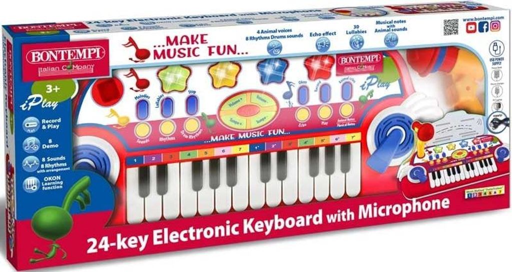 Bontempi Keyboard Spielzeug elektronisch Klavier 24 Tasten mehrfarbig