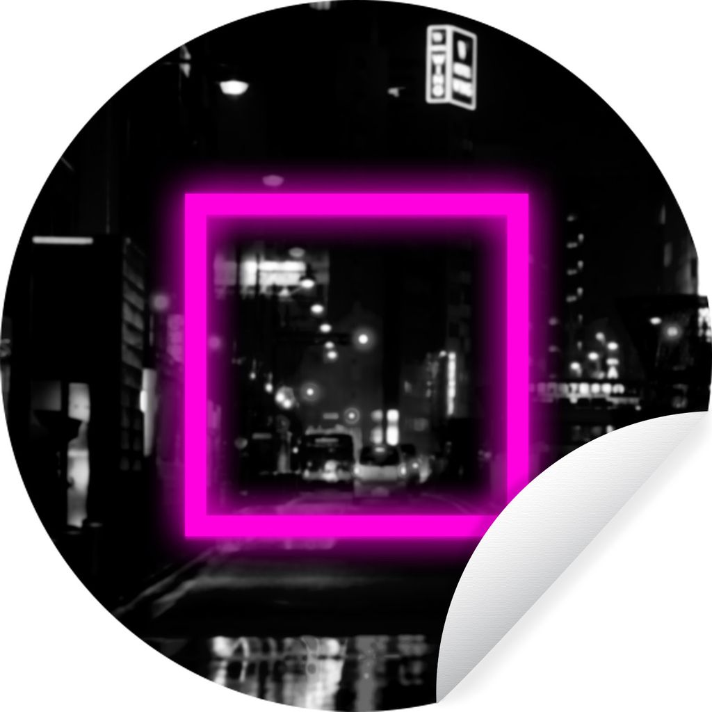 MuchoWow Runde Wandtattoo - Wandsticker Tapete Aufkleber Spiele - Neon - Rosa Ø 50 cm Selbstklebend und Repositionierbar - Wandaufkleber - Kreis...