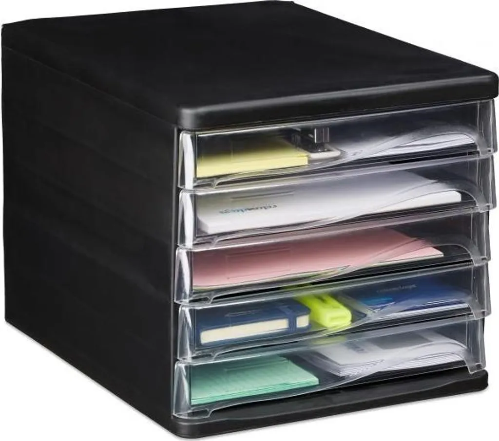 Boîte à tiroirs avec 5 compartiments monobloc pour format A4 - Blanc - 7
