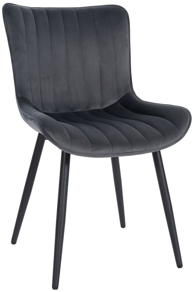 In And OutdoorMatch Esszimmerstuhl Ewald – Grau – Samt – Hochwertige Polsterung – Deluxe Esszimmerstuhl – Moderner Look