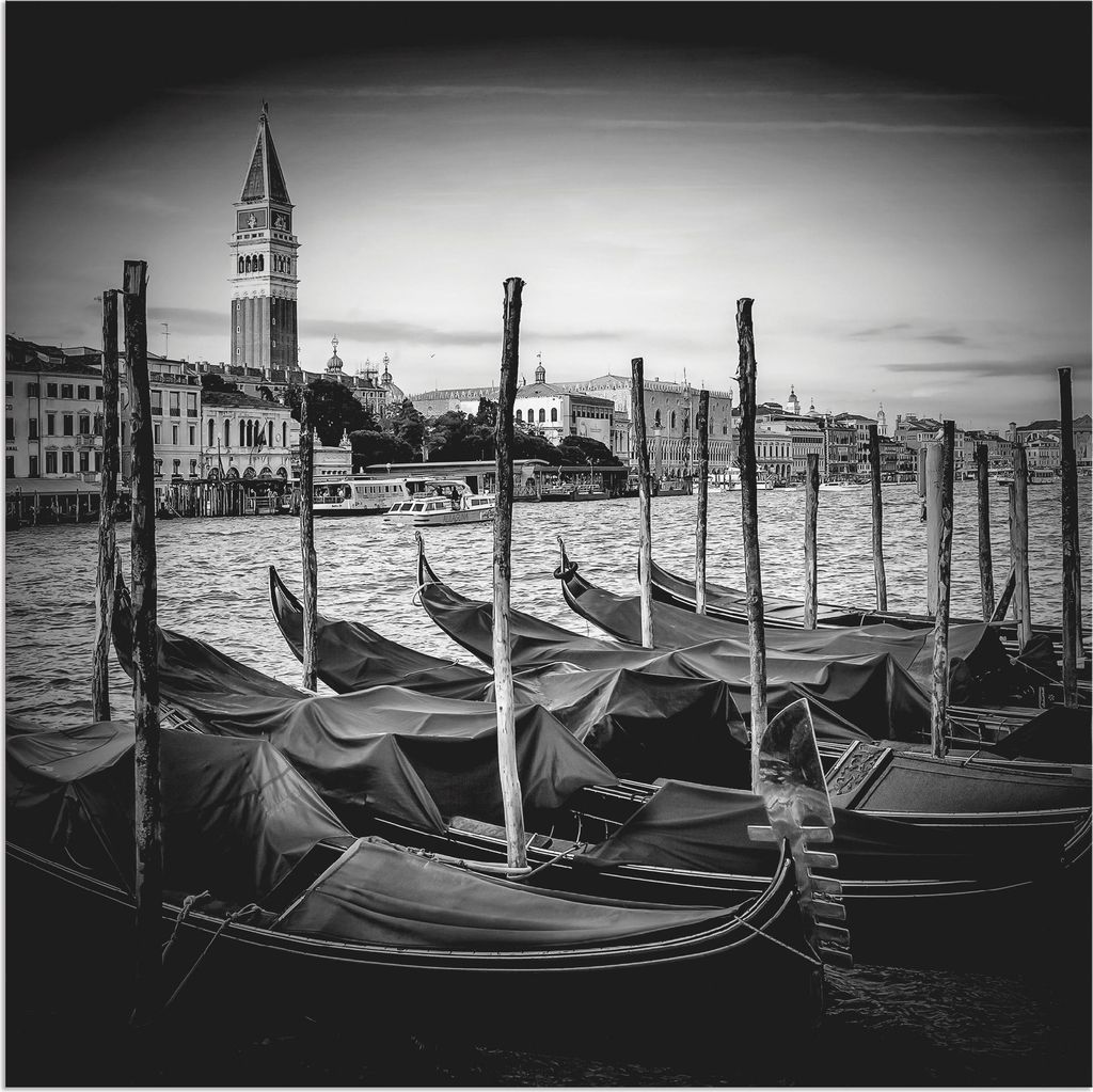 ARTland Wandbild Alu für Innen & Outdoor Venedig Canal Grande & Markusturm II Größe: 40x40 cm