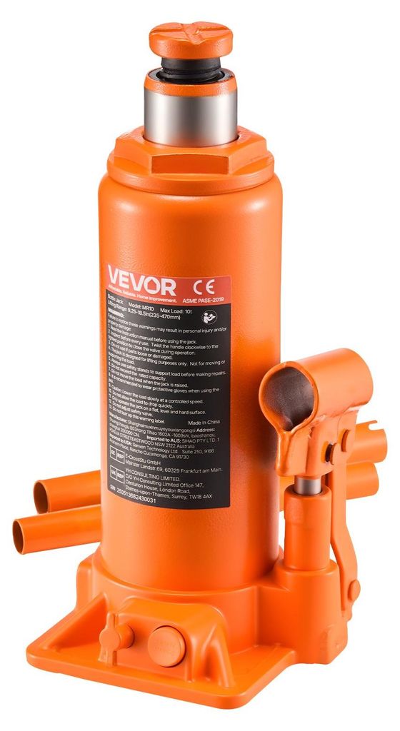 VEVOR hydraulický zdvihák na fľaše s nosnosťou 10 t, rozsah Obrázok produktu 