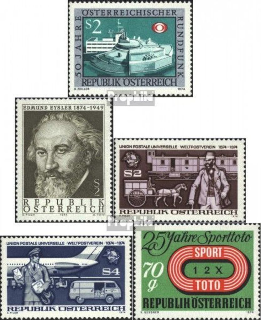 Briefmarken Österreich 1974 Mi 1464,1465,1466-1467,1468 (kompl.Ausg.) postfrisch Sondermarken