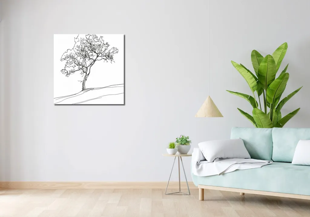 Décoration murale : Tableau carré Arbre en silhouette format 70x70