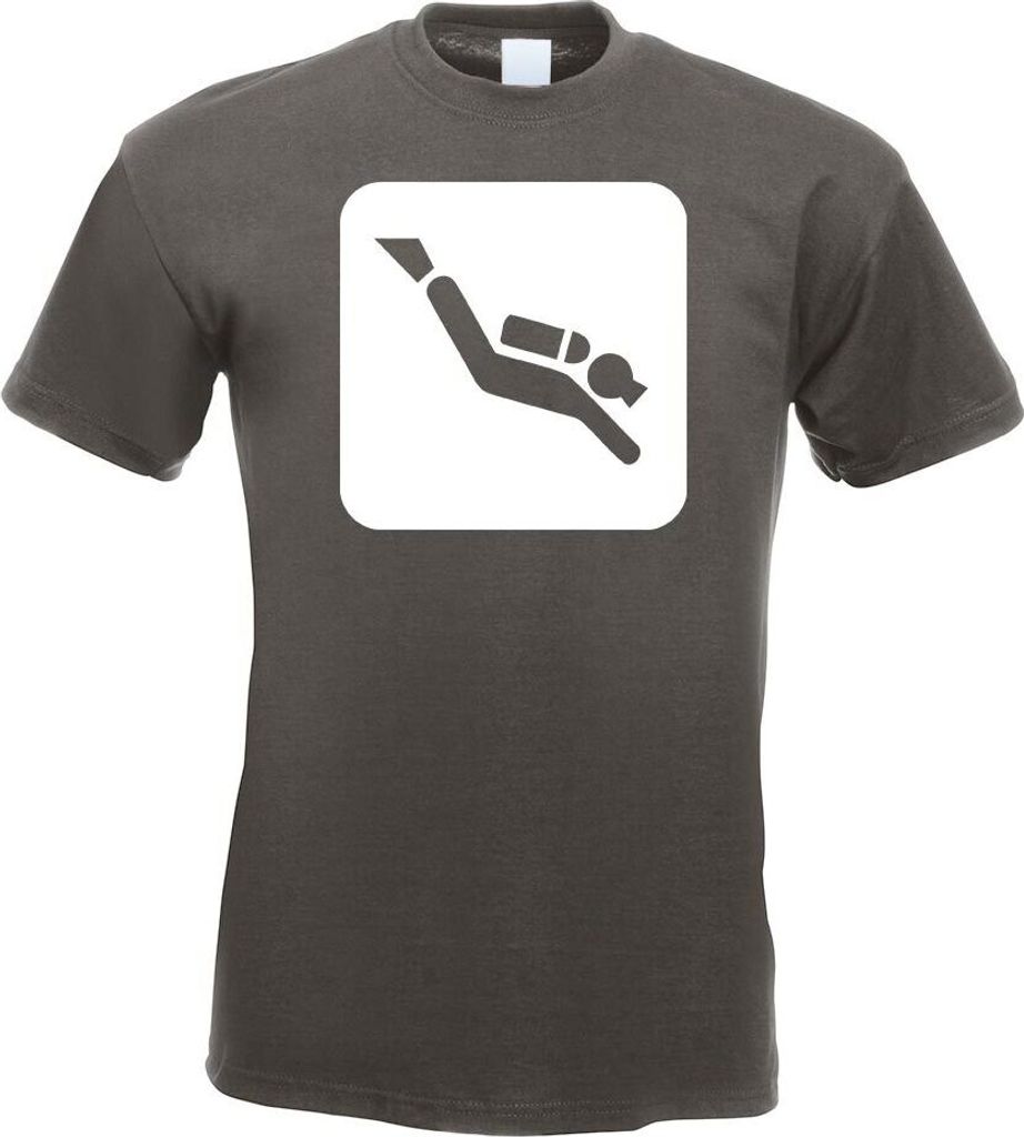 Kiwistar - T-Shirt - Graphit - Tauchstelle Tauchspots Piktogramme Herren Funshirt Bedruckt Design Sprüche Spruch Motive - mit Motiv Bedruckt - Fun...