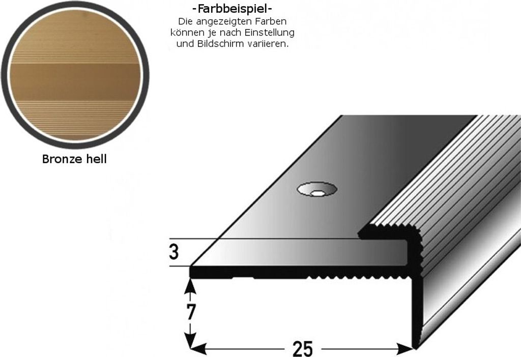 Einschubprofil "Eyeries" mit Nase für Designbeläge, Einfasshöhe 3 mm, Aluminium eloxiert, gebohrt-bronze hell-2700