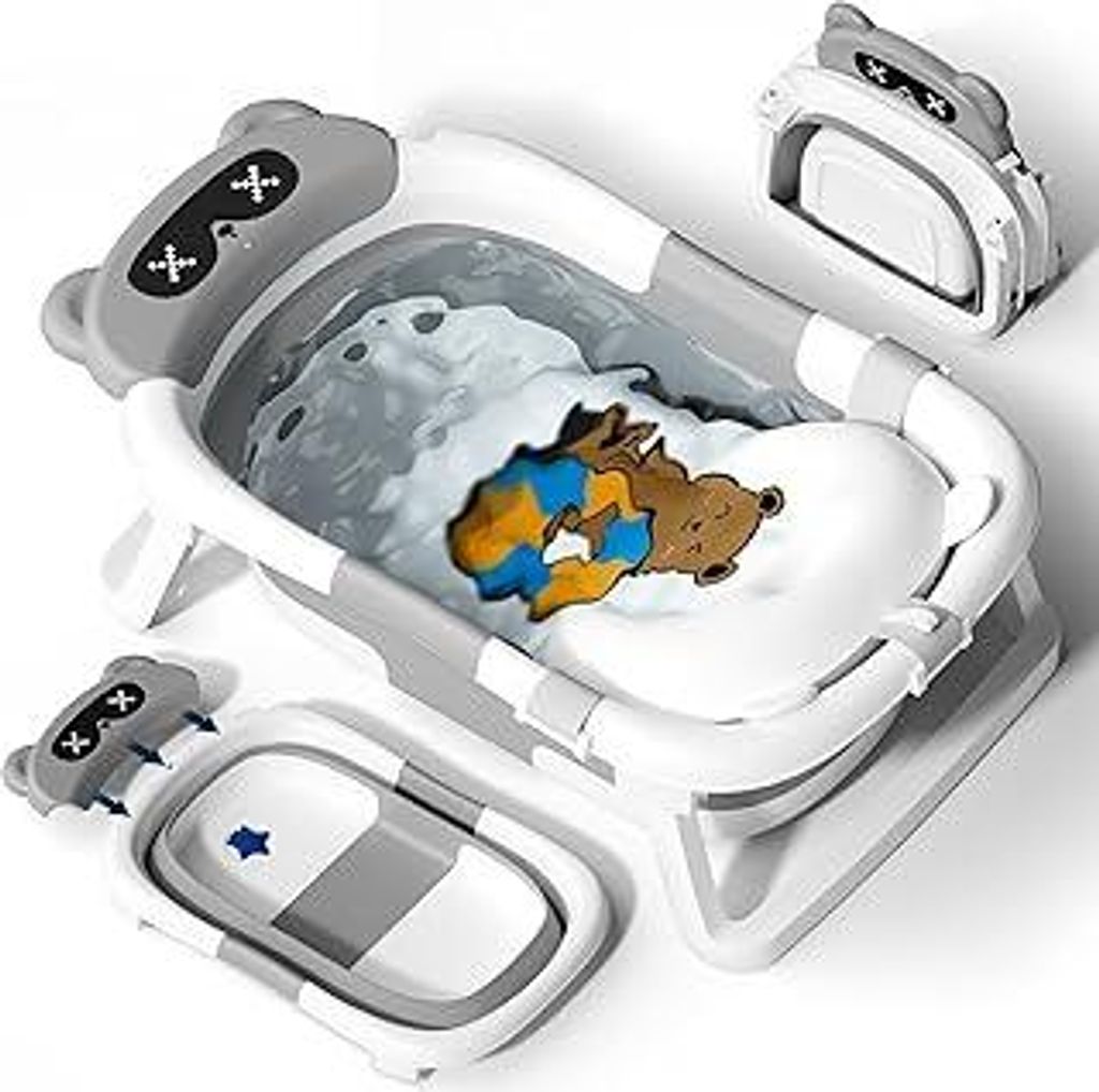 COOSEYA Baby Badewanne für 0-18 Monate, Faltbare Babybadewanne mit Weichem Polster und Temperaturempfindlichem Ablassventil, Ideale Babywanne für...