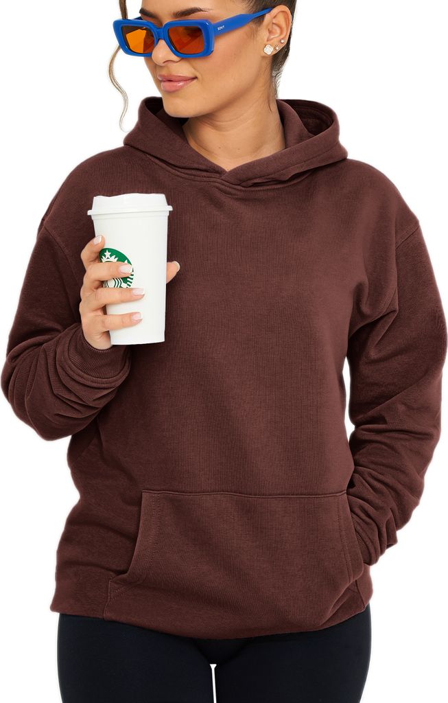 DAILY Baumwolle Damen Kapuzenpullover Unifarben im Oversize Schnitt - Kapuzenpullover Loose-Fit Damen Basic Oversized Kapuzensweatshirt Raglan Kapu...