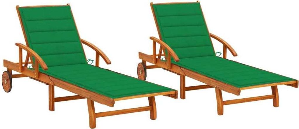 "im Angebot" Sonnenliegen 2 Stk. - möbel für den Garten - mit Auflagen Massivholz Akazie - Gartenliegen CC3100