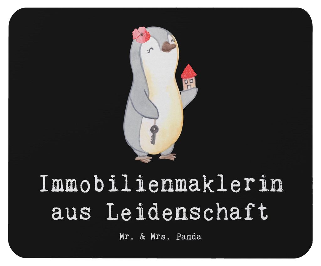 Mr. & Mrs. Panda Mousepad Immobilienmaklerin Leidenschaft - Schwarz - Geschenk, Lustig, Mauspad, Ausbildung, laptop, Witzig, mausteppich, Mouse Pad...