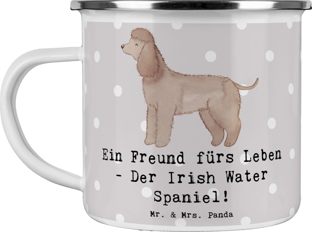 Mr. & Mrs. Panda Teetasse Irish Water Spaniel Freund - Grau Pastell - Geschenk, Pott, Emaille Becher, Hundebindung, Hunderasse, Tasse, Hunde, Hunde...