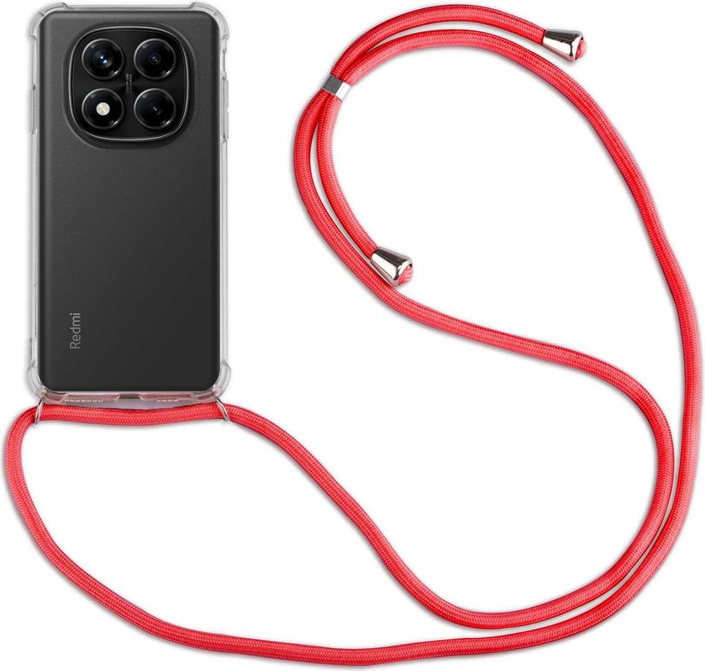 Handykett für Xiaomi Redmi Note 14 Pro+ Hülle mit Kordel Handyhülle mit Band in Rot