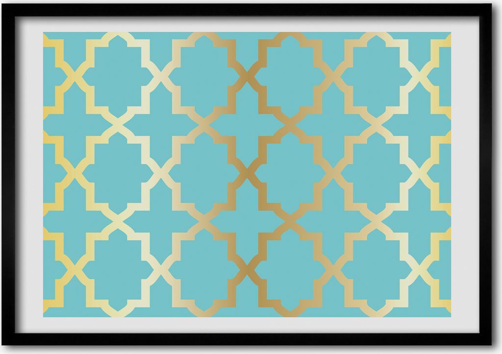 Bild - Bilderrahmen - 100 cm x 70 cm - MDF - Rahmen - Foto - Wandkunst Arabisch Muster