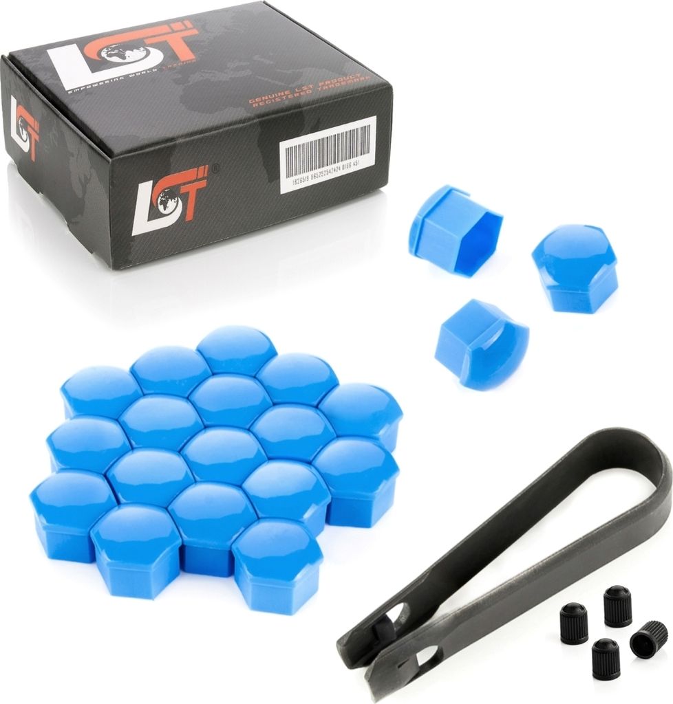 20x Radschrauben Abdeckkappen 17 mm blau Glanz für CITROEN PEUGEOT DACIA RENAULT