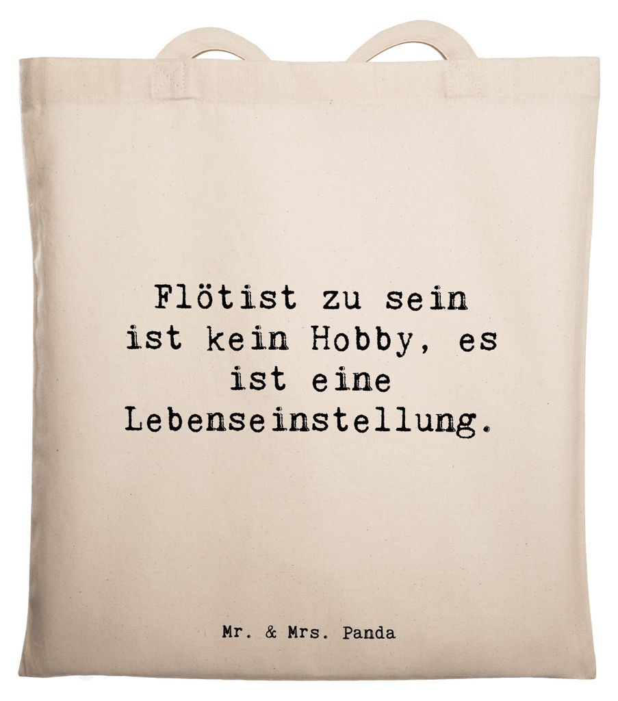 Mr. & Mrs. Panda Tote Bag Spruch Flöte Lebensgefühl - Transparent - Geschenk, Orchester, Lernen, totebag, Jutebeutel, Musik, Musizieren, Windinst...