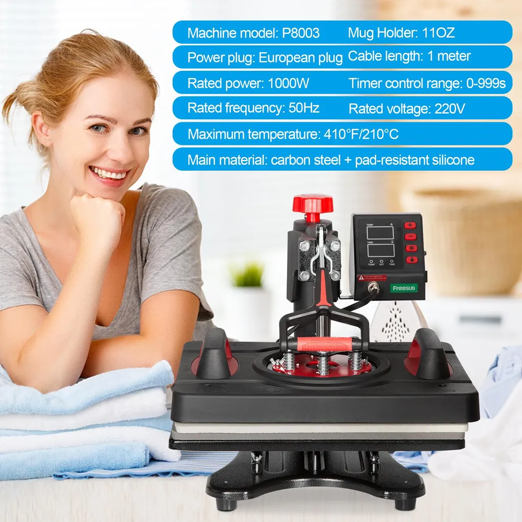 Machine de Sublimation Polyvalente 8 en 1 avec Écran LCD et Prise EU