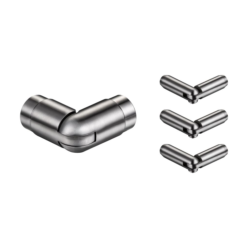 AICA Edelstahl Geländerverbinder-Set Winkel Flexibel und Produktbild 