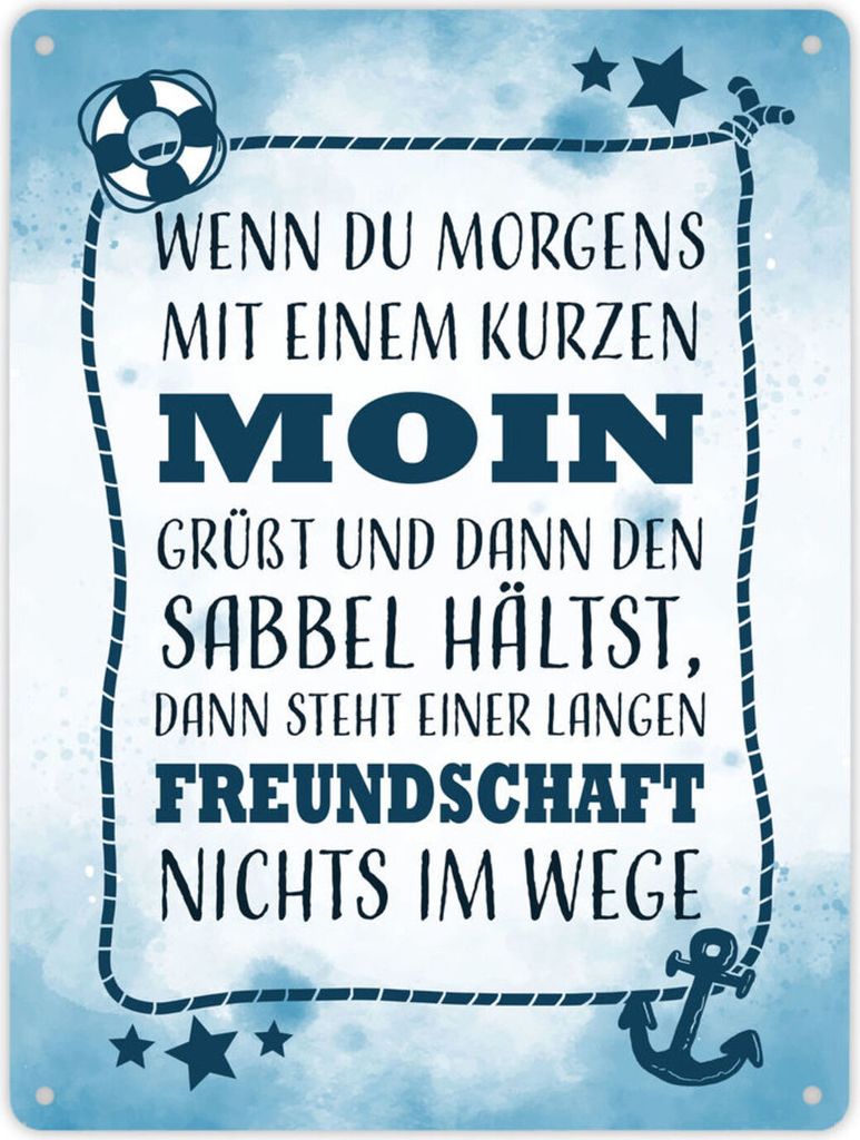 Metallschild XL in 21x28 cm mit lustigem Spruch zu Freundschaft - Moin