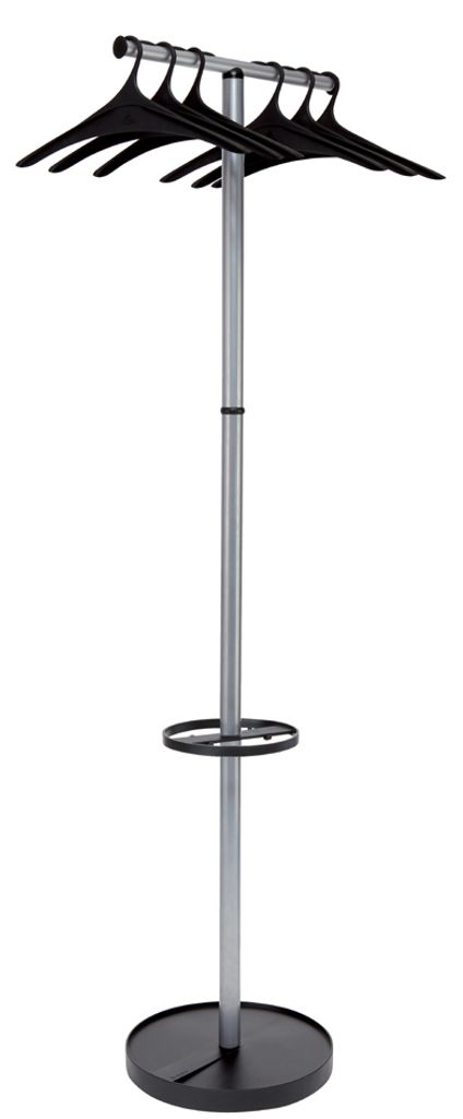 ALBA Garderobenständer "WAVE2" (H): 1.740 mm mit 6 Kleiderbügeln silber