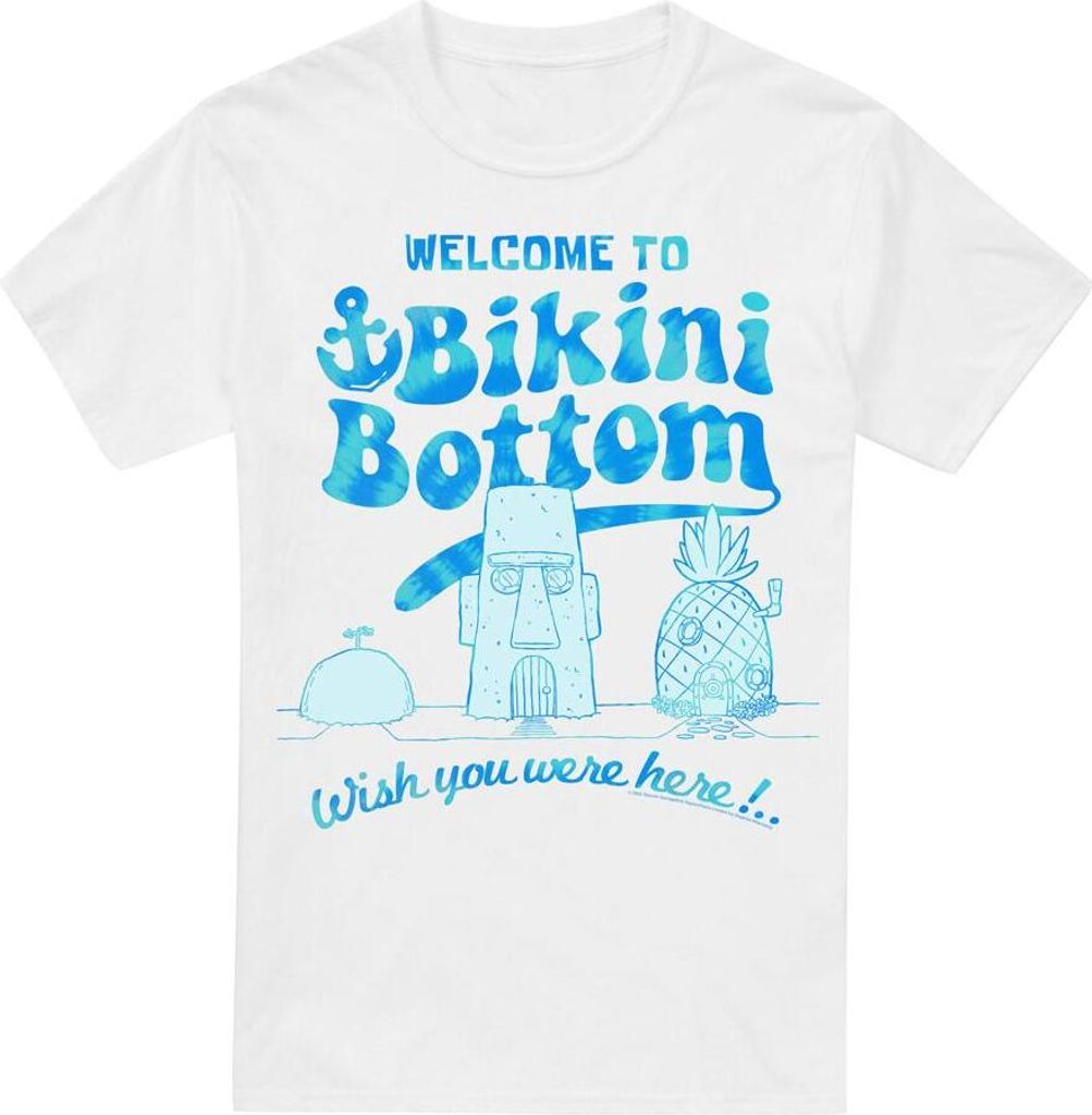 SpongeBob SquarePants - "Bikini Bottom Welcome" T-Shirt für Herren TV6629 (S) (Weiß)