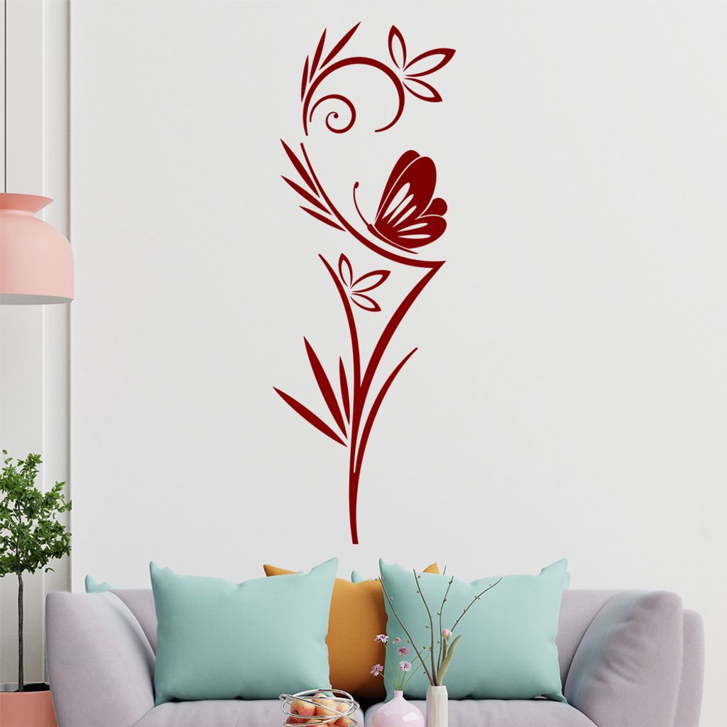 Schmetterling - Ornamente - Baum Wandtattoo in 6 Größen - Wandaufkleber Wall Sticker - Dekoration, Küche, Wohnzimmer, Schlafzimmer, Badezimmer