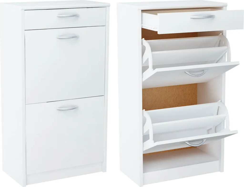 Étagère à chaussures 3 compartiments et bords arrondis, blanc 50cm - 5