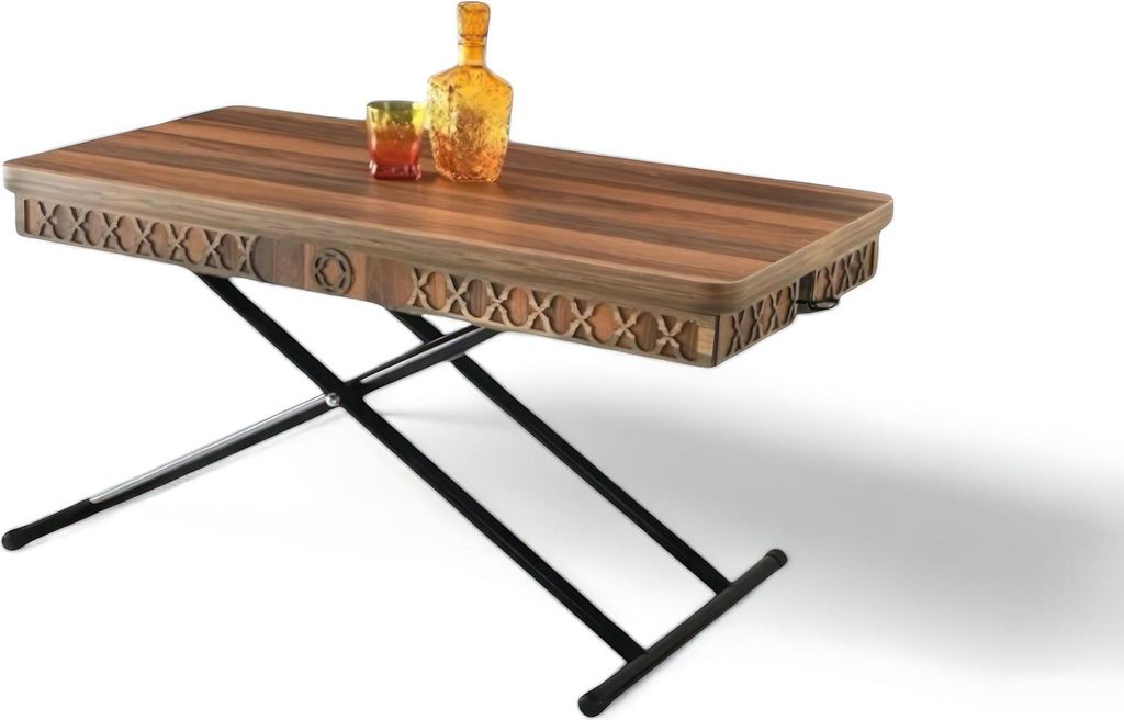 Klappbarer Verwandlungstisch mit verstellbarer Höhe und Metallbeinen