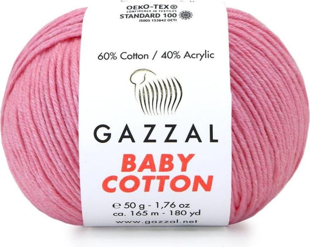Gazzal Baby Baumwolle Rosa: Weiches Babygarn aus hochwertiger Baumwolle, 165m