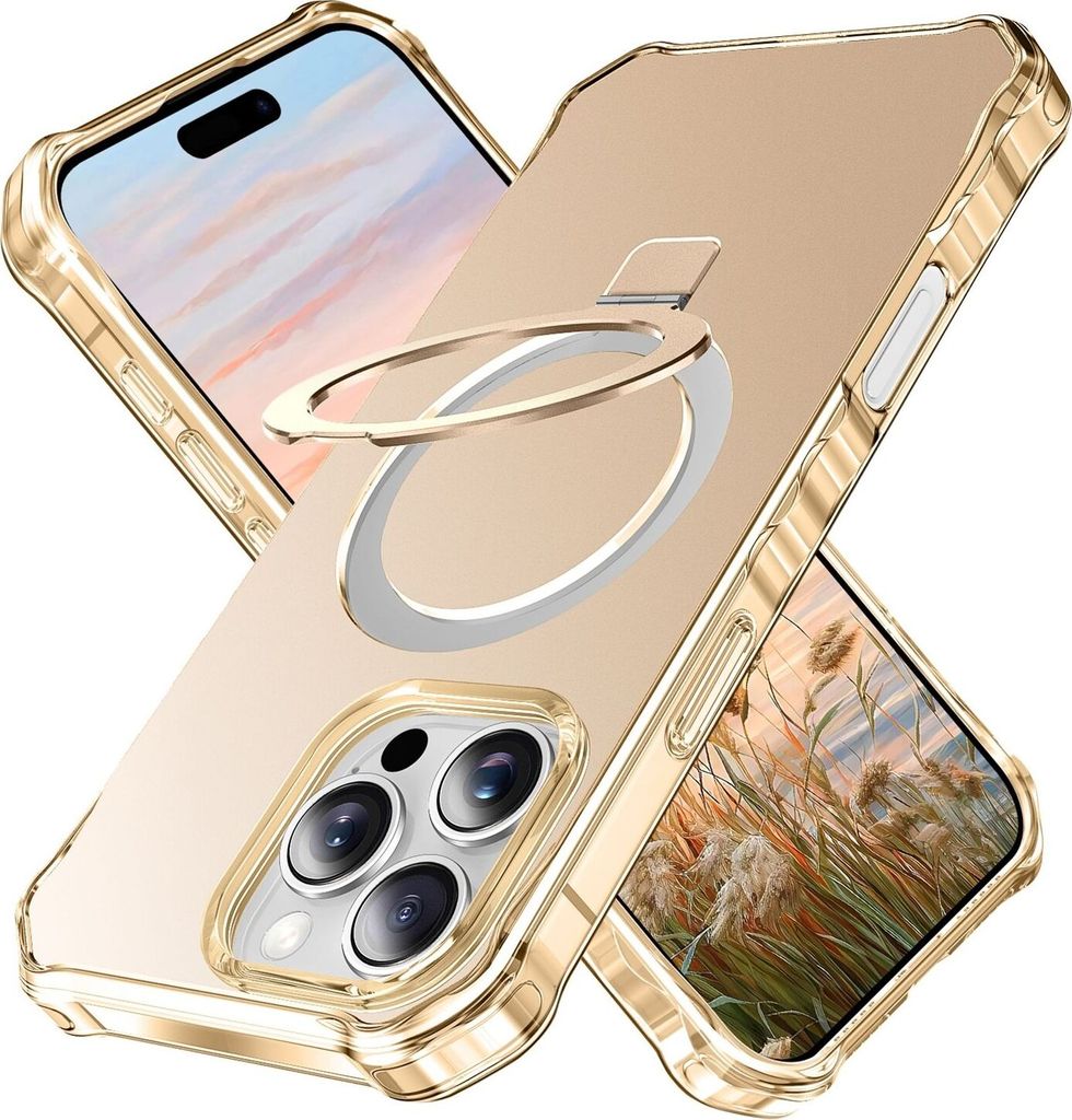 MagSafe Hülle Für IPhone 16 Pro Max Bis 11 – Metall-Ständer, Stoßfest, TPU + Metall, Matt