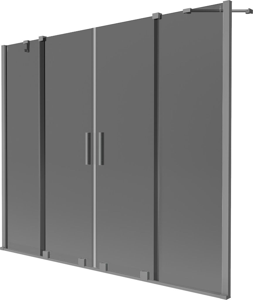 Mexen Velar Duo Badewannenfaltwand, 2-teilig, verschiebbar, 180 x 150 cm, Graphit, Gun Metal - 896-180-000-42-95