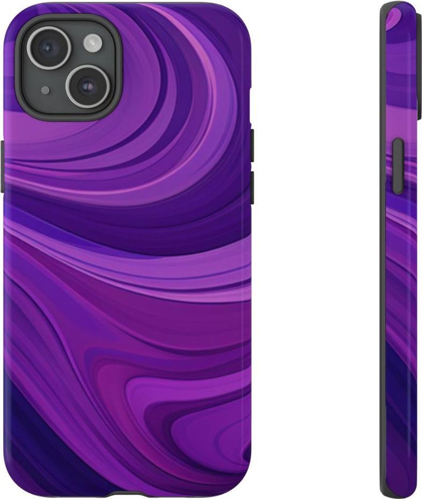 Abstraktes Wellenmuster in Violett – Hülle Kompatibel mit iPhone 15 Plus