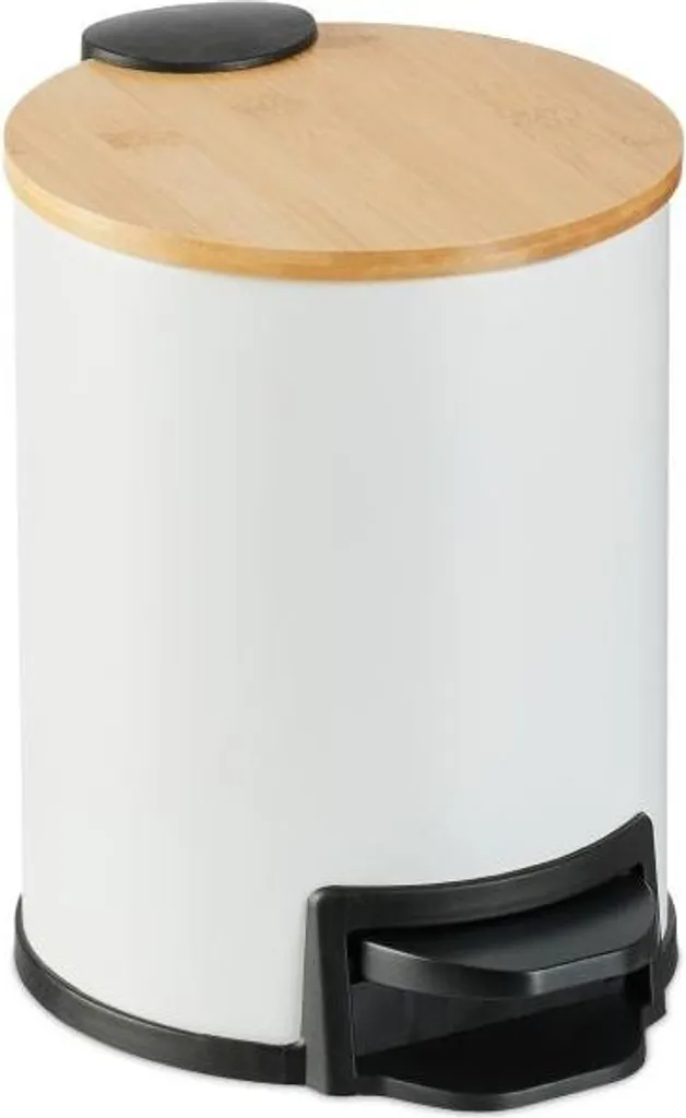 Poubelle de salle d'eau anti-odeur 3L compacte avec couvercle bambou
