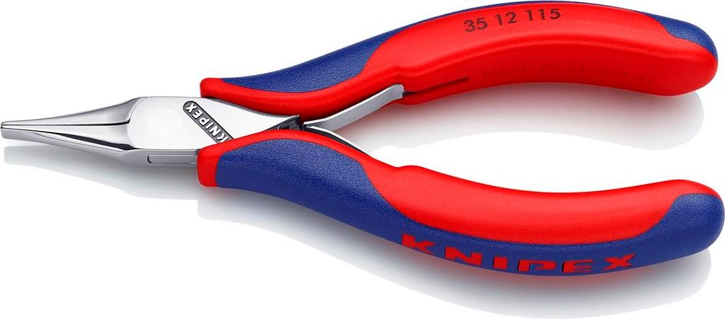 Knipex Elektronik-Greifzange DIN ISO9655 L115mm flach-breit spiegelpoliert 2K-Hüllen - 35 12 115 SB
