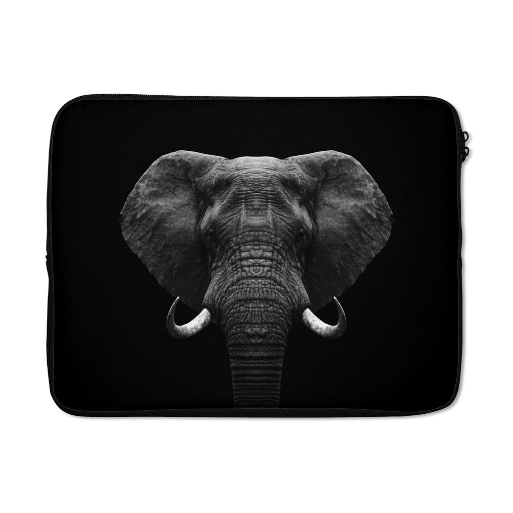 MuchoWow Laptop Hülle 15 Zoll Tiere - Elefant - Porträt - Schwarz - Weiß Laptoptasche - Laptoptasche - Sleeve - Rundum-Schutz