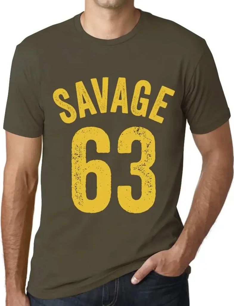 Herren Grafik T-Shirt Savage 63 Geschenk 63. Geburtstag Jahrestag 63 Jahre Jubiläum 63 Jährige Mann Jahrgang 1961 Kurzarm Lustige Druck