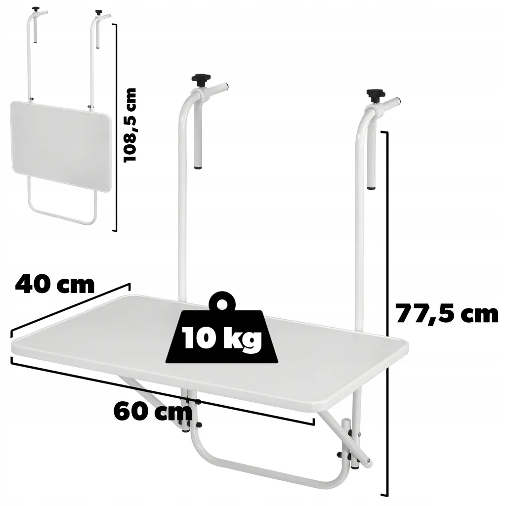Table de balcon suspendue résistante aux intempéries et réglable KADAX