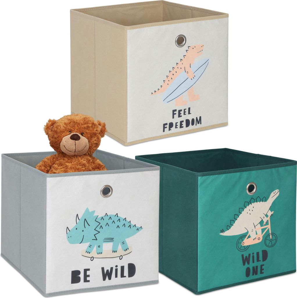 Set da 3 Relaxdays, contenitori per bambini, graziosi Immagine del prodotto 