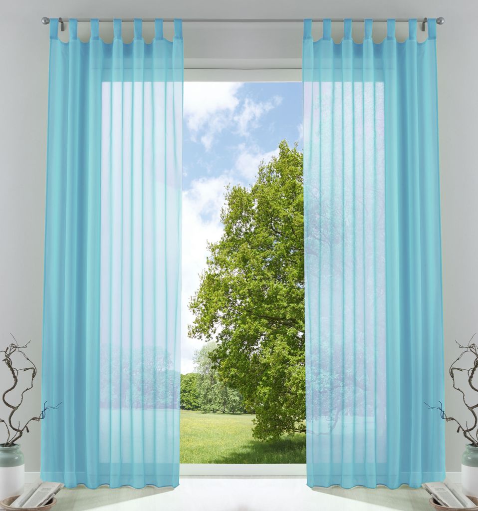2er-Pack Gardinen Transparent Vorhang Set Wohnzimmer Voile Produktbild 