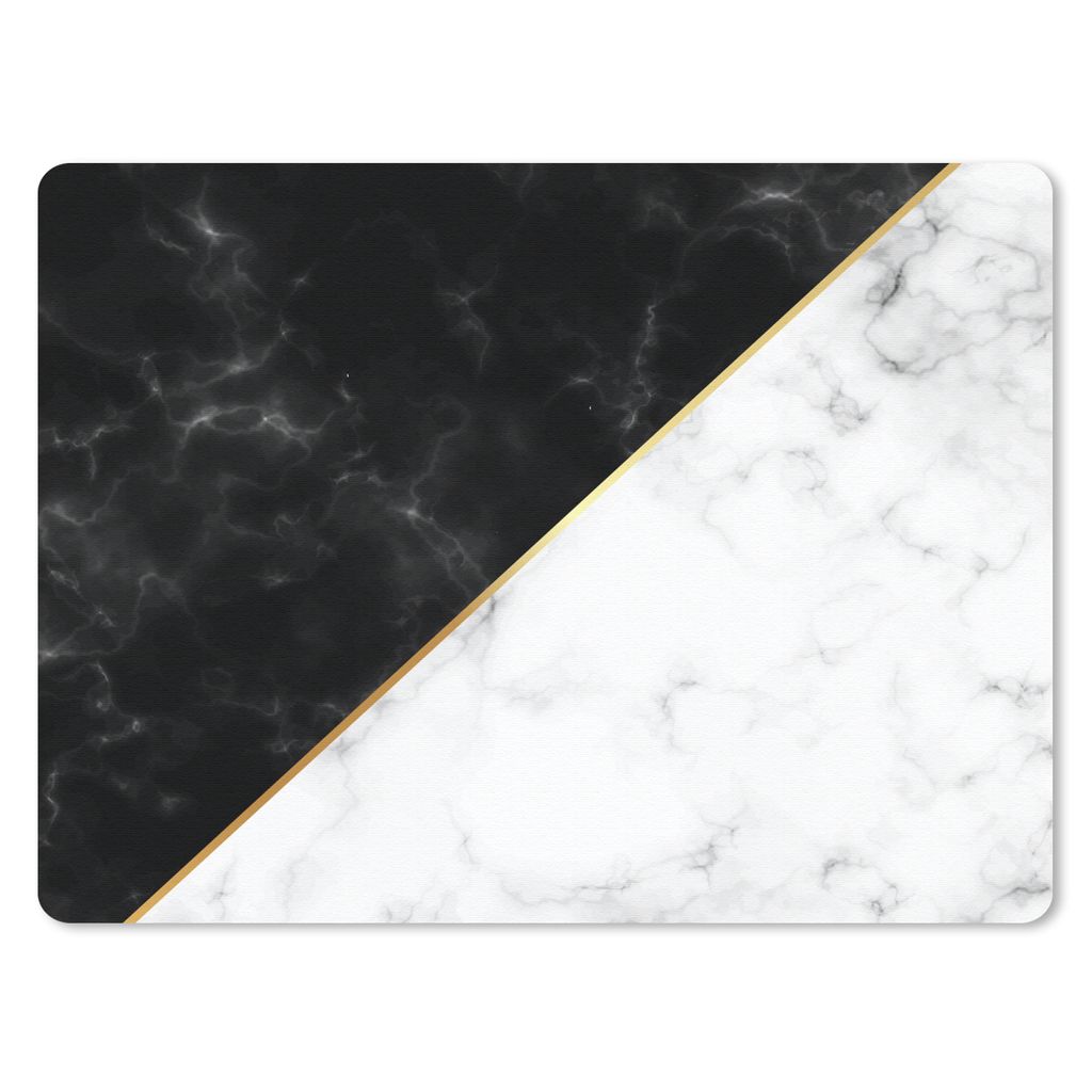 MuchoWow Mauspad Mousepad Marmor - Weiß - Schwarz - Gold 40x30 cm - Mousepads - Maus Mat - Pad - Mausunterlage - Anti Rutsch