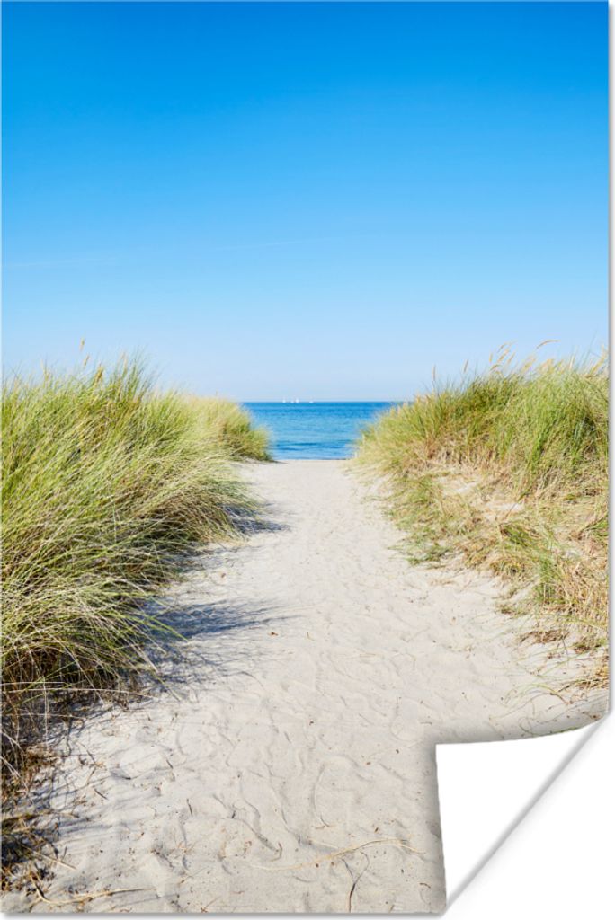 MuchoWow Poster Strand - Weg - Sommer 80x120 cm - Papierdruck