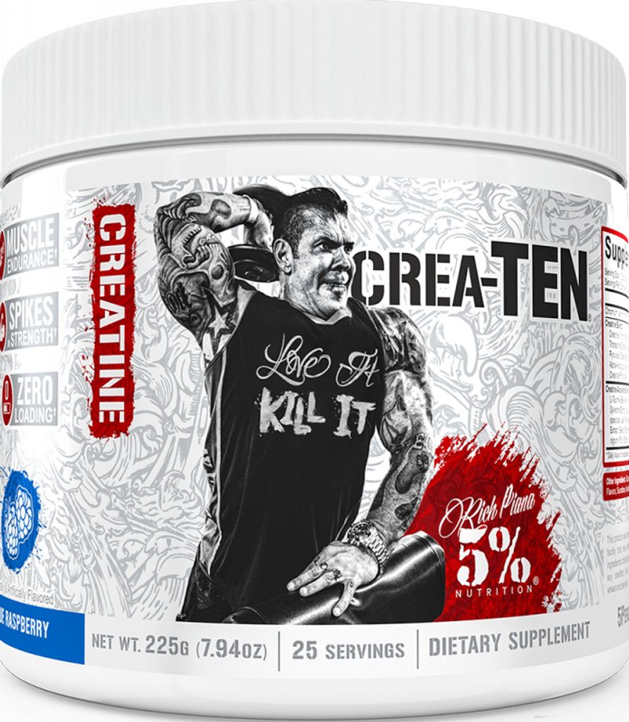 5% Nutrition - Rich Piana Crea-TEN (225g) Blue Raspberry - Kreatin - Kreatinmischung