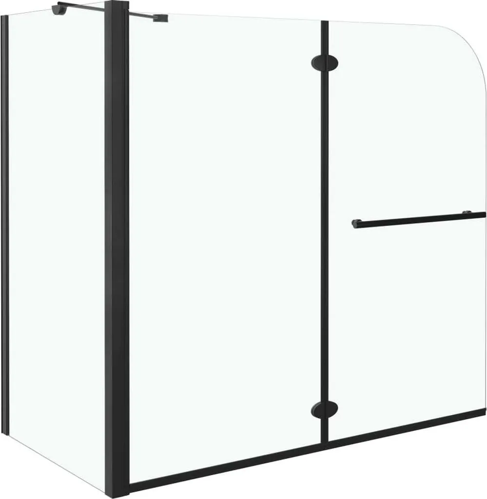 Écran de Baignoire Pliable Noir 120 cm - Protection Douche Verre ESG