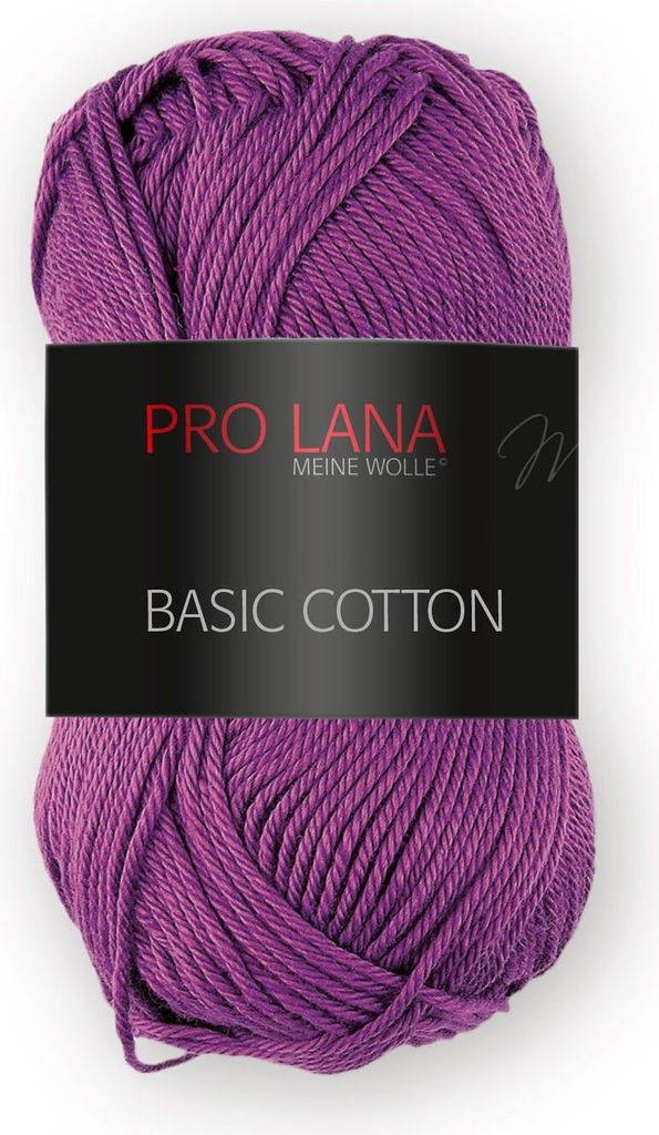 Pro Lana BASIC Baumwolle Baumwollgarn 50 g ideal für Kleidung, Spielzeug, Accessoires 125 m Farbe 045 - lila