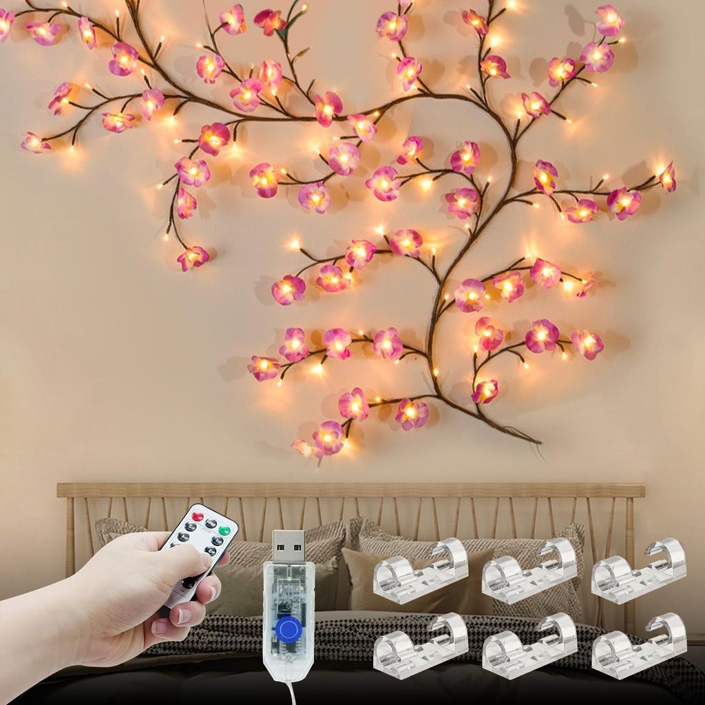 1,8m 96 LED Blumenranken Lichterkette Blütenblätter Produktbild 