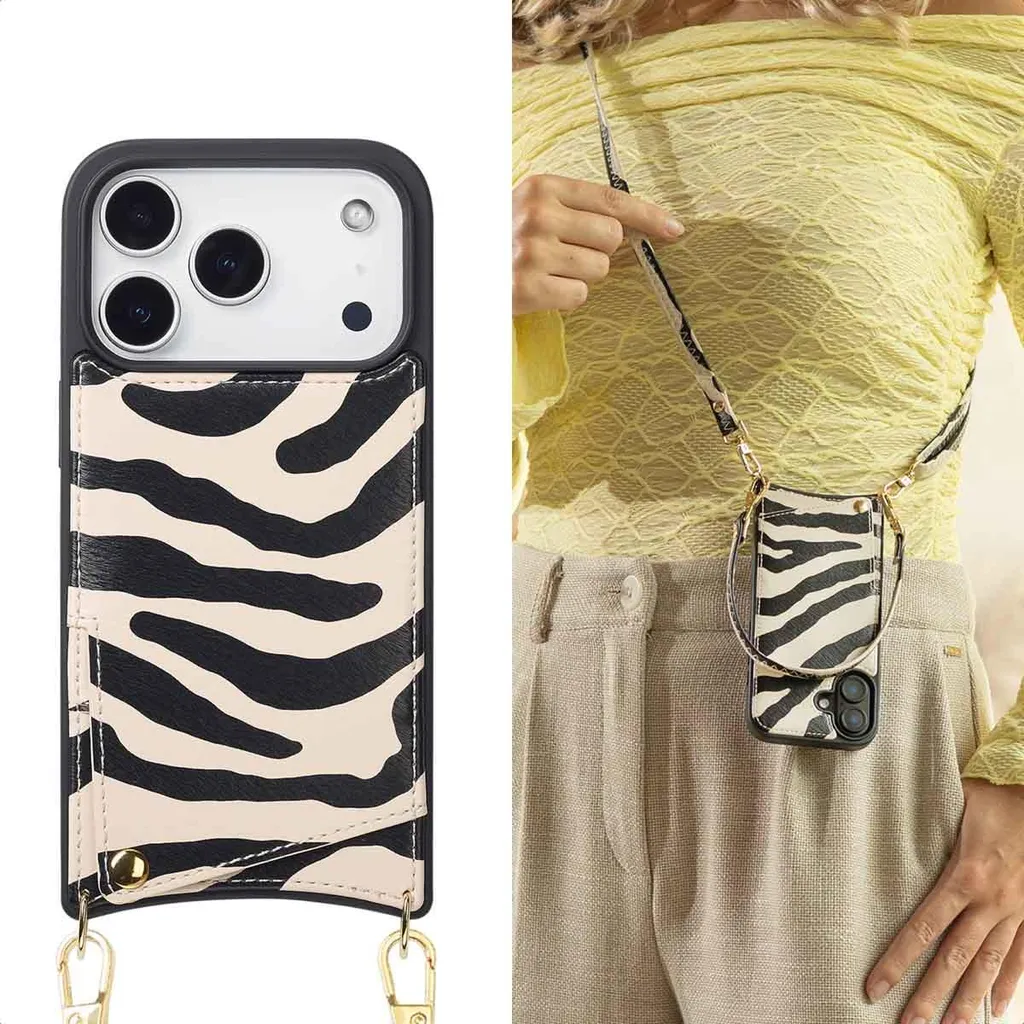 Cover iPhone 17 Pro con Laccio e Portafoglio Selencia Nova Zebra - 2